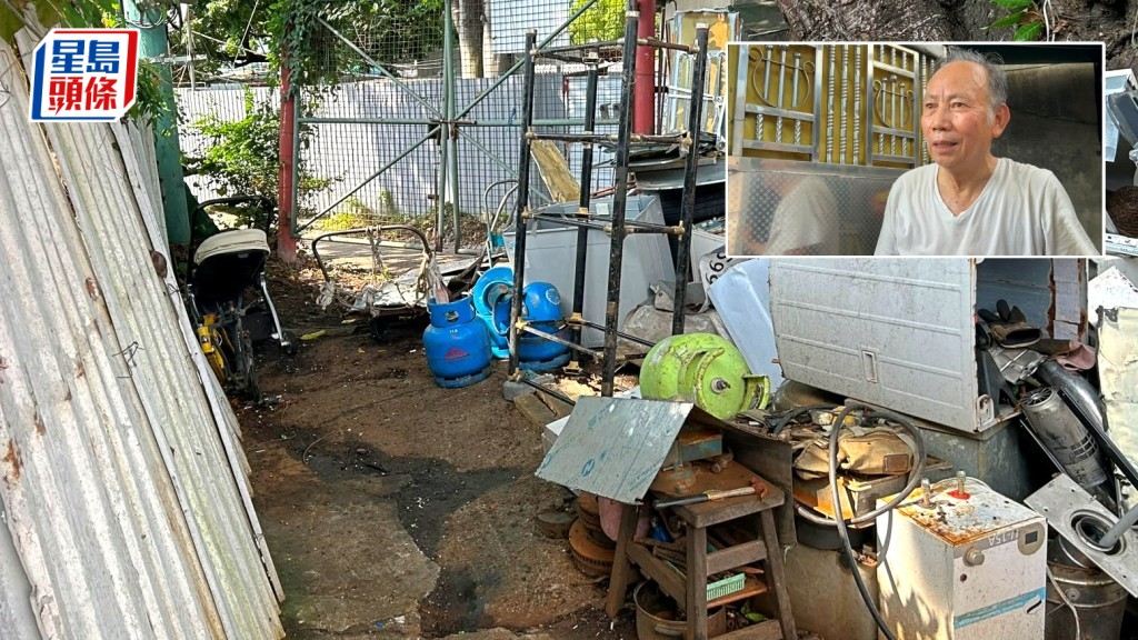 7旬翁疑切割石油氣罐期間發生爆炸被燒傷。圖為鄰居劉先生講述事件。曾志恒攝