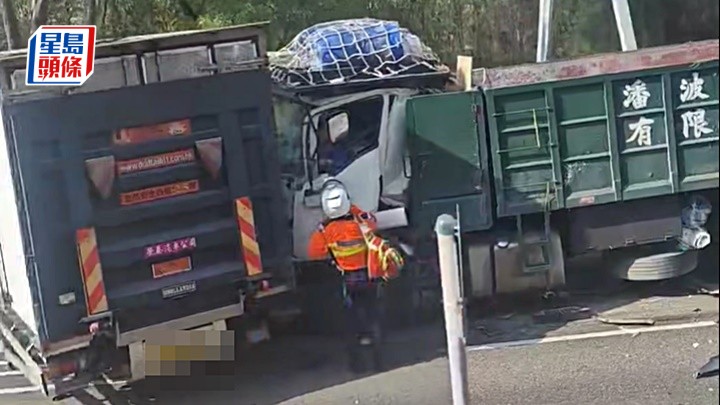 大角咀連翔道發生三車串燒。fb:車cam L(香港群組)