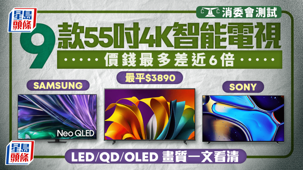 消委會｜ 首測55吋4K智能電視 最平$3599 LED海信電視獲3.5評分 專家指可滿足一般用戶需求