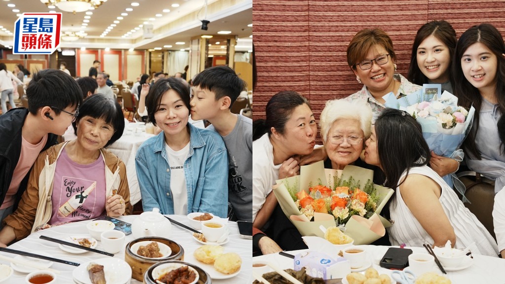 母親節—天氣稍涼「暖意」搭救!市民三代同堂飲茶樂也融融 孫兒女輪流送吻贈愛意