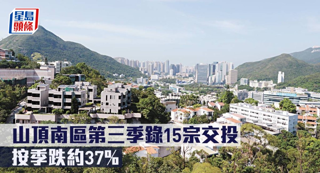 山頂南區第三季錄15宗交投,按季跌約37%。