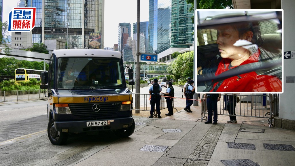 囚車今早將3名被告送抵高院，小圖為其中一名被告何健忠。
