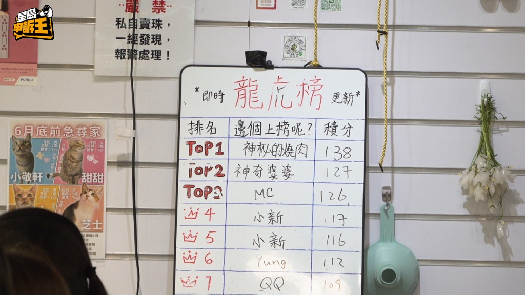 表現優秀的彈珠機玩家，可以登上店內的龍虎榜。