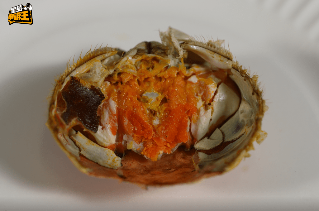 另一款從深圳蓮塘街市入手的大閘蟹,誠如蟹販描述的「爆膏」狀態。 另一款從深圳蓮塘街市入手的大閘蟹,誠如蟹販描述的「爆膏」狀態。