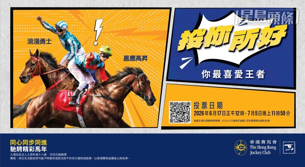 歡迎各位馬迷踴躍投票,支持您喜愛的馬匹王者及騎師角逐殊榮,共同見證「你最喜愛王者及騎師」的誕生。 歡迎各位馬迷踴躍投票,支持您喜愛的馬匹王者及騎師角逐殊榮,共同見證「你最喜愛王者及騎師」的誕生。