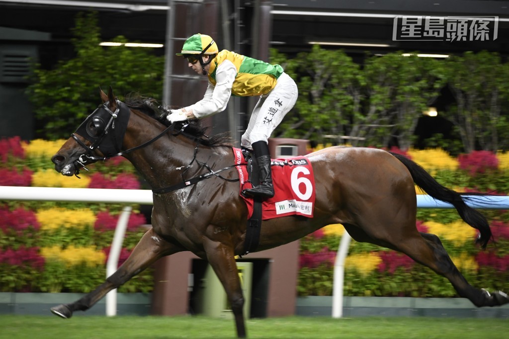 第九場「勇霸龍」上仗於谷草以兩個多馬位勝出頭馬，賽後被加九分，今戰再出成績如何？