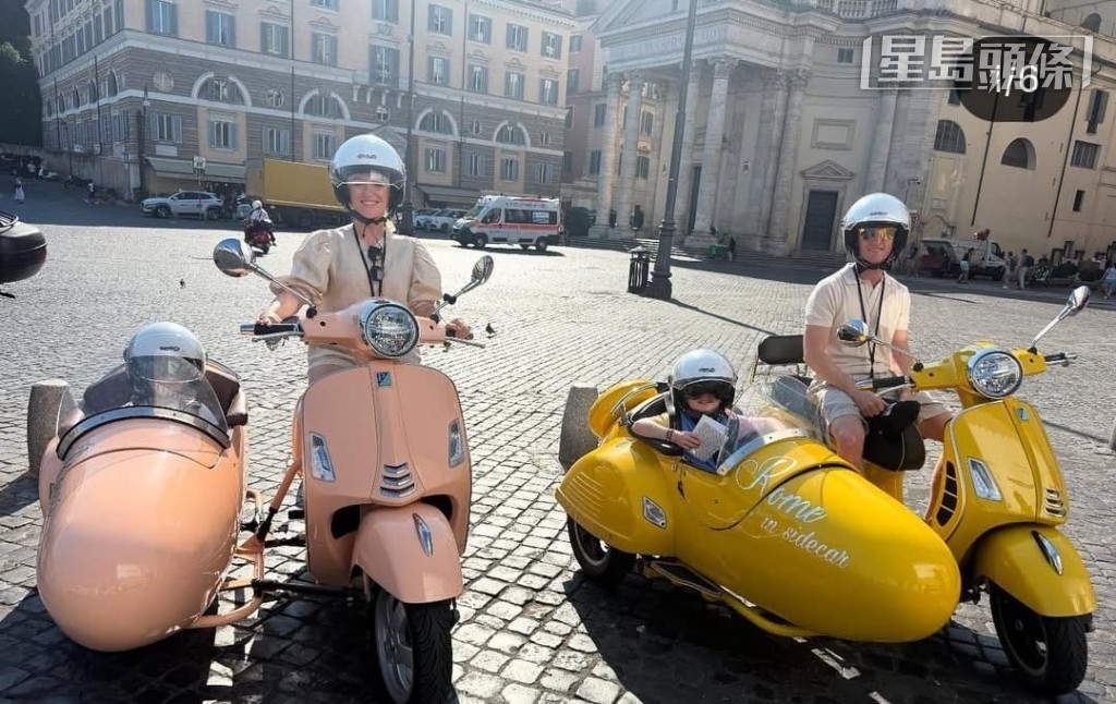 潘頓分享旅覽羅馬其中一個體驗，就是乘搭Vespa Sidecar穿梭了羅馬不同景點及街道，欣賞沿途風景及特色建築物，過程認真寫意！