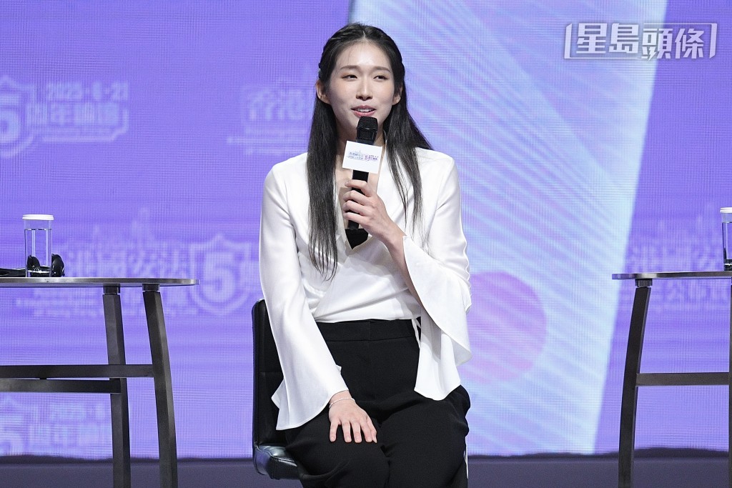 江旻憓加入馬會後，曝光率不低。圖為她參加國安法論壇。