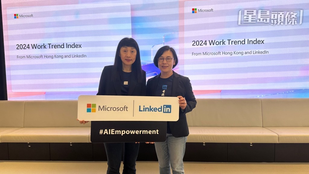 左起：Microsoft香港及澳門區總經理陳珊珊、Linkedln香港及台灣地區人才方案主管及總經理吳薇薇。謝曉雅攝