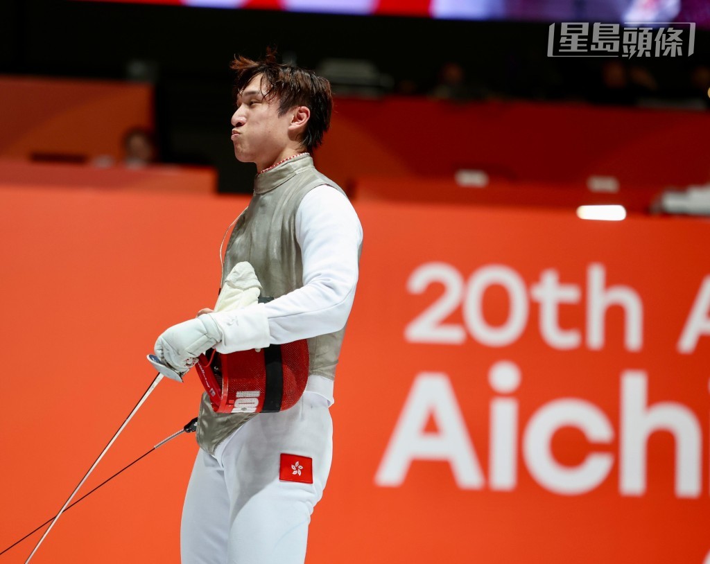 蔡俊彥取得男子花劍個人賽銀牌。徐嘉華攝 蔡俊彥取得男子花劍個人賽銀牌。徐嘉華攝