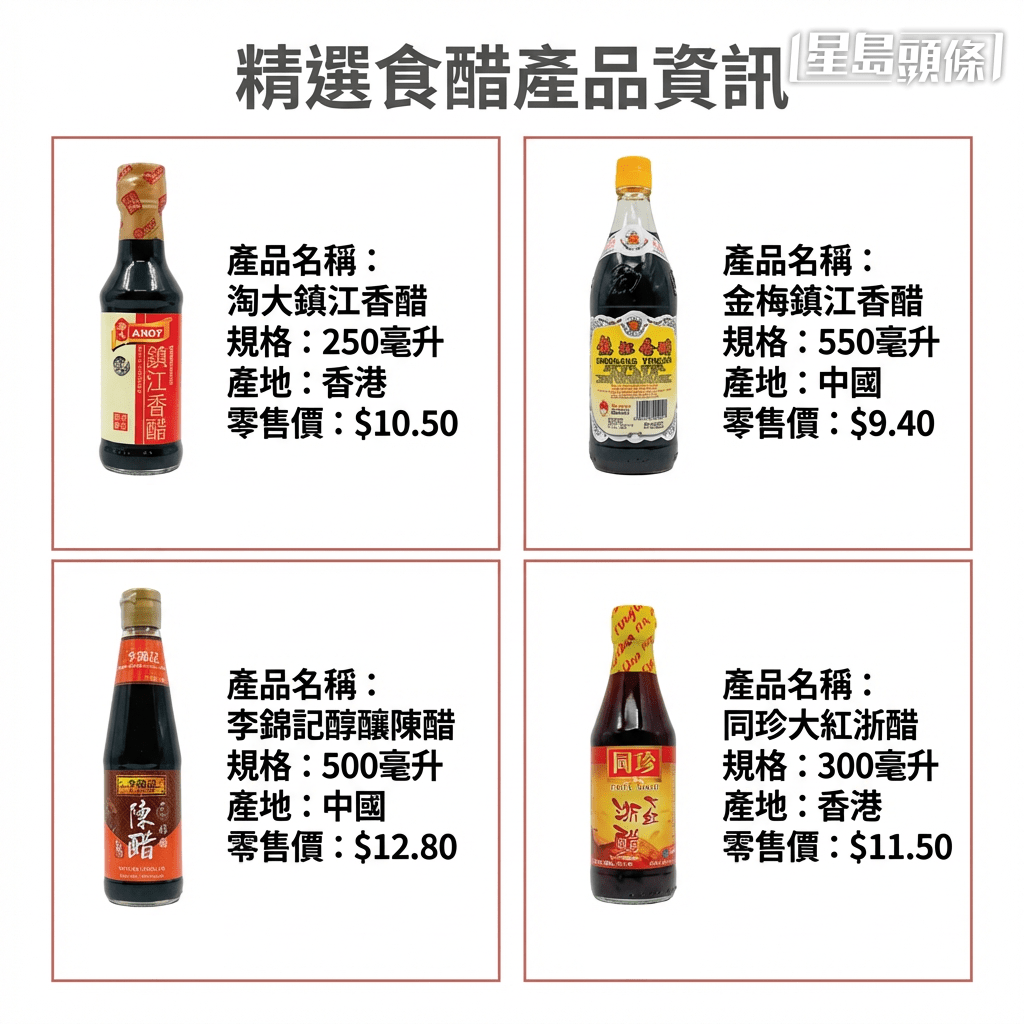 10款安全醋類名單（附價錢）