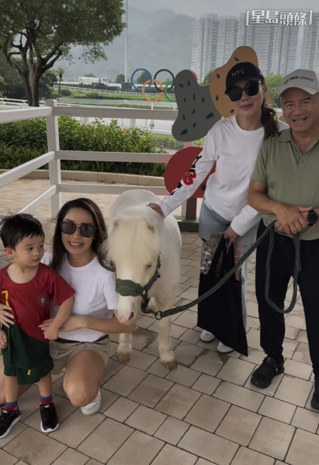 告东尼和一对孙仔Enzo及Hugo三代同堂在沙田彭福公园・大家享受家庭乐，大人小朋友也玩得开心。