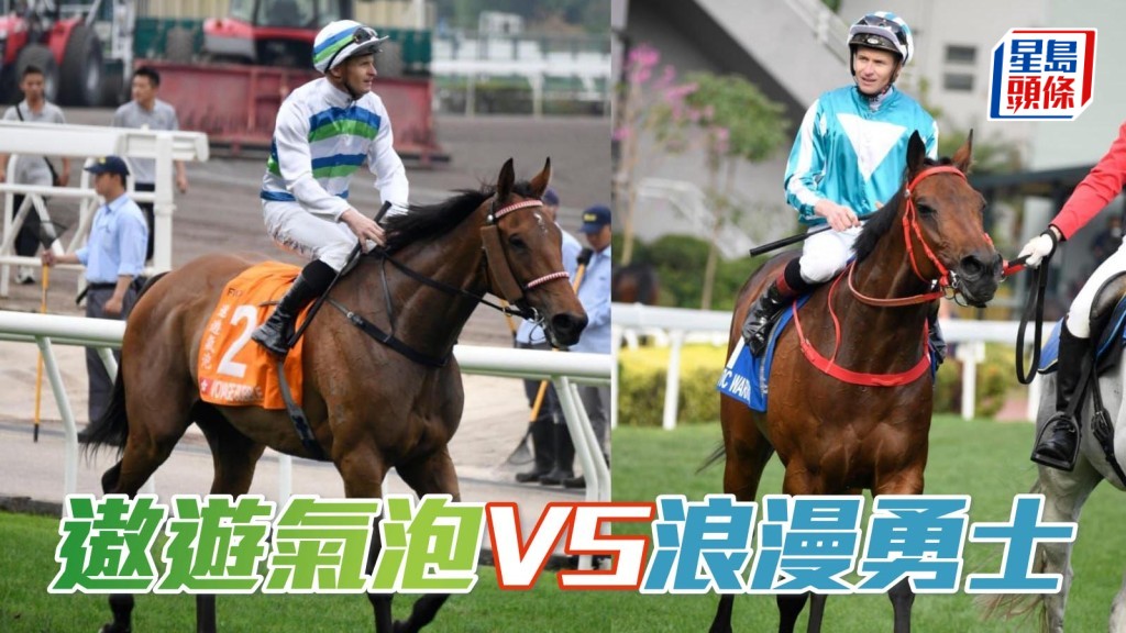 「遨遊氣泡」(左) 將與「浪漫勇士」(右) 在中銀香港馬會盃上演重量級對決。