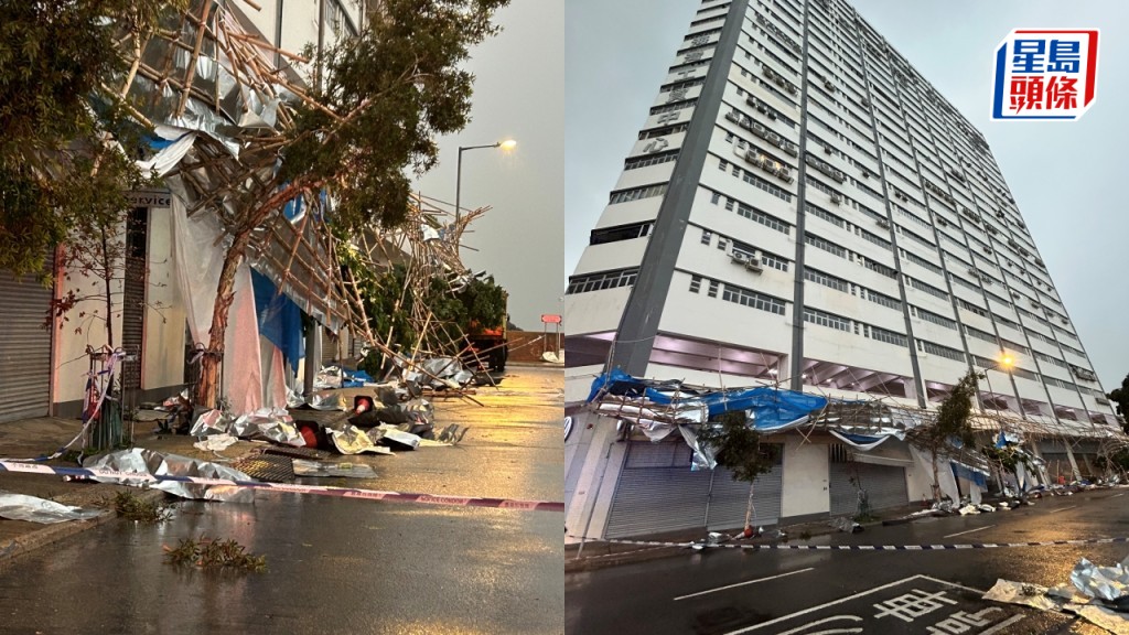 黃雨｜鴨脷洲狂風來襲 海傍工廈棚架樹木倒塌 3男工輕傷