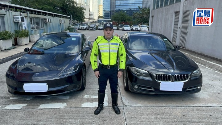 西九龍總區高級督察鄭皓銘展示涉案車輛。楊偉亨攝