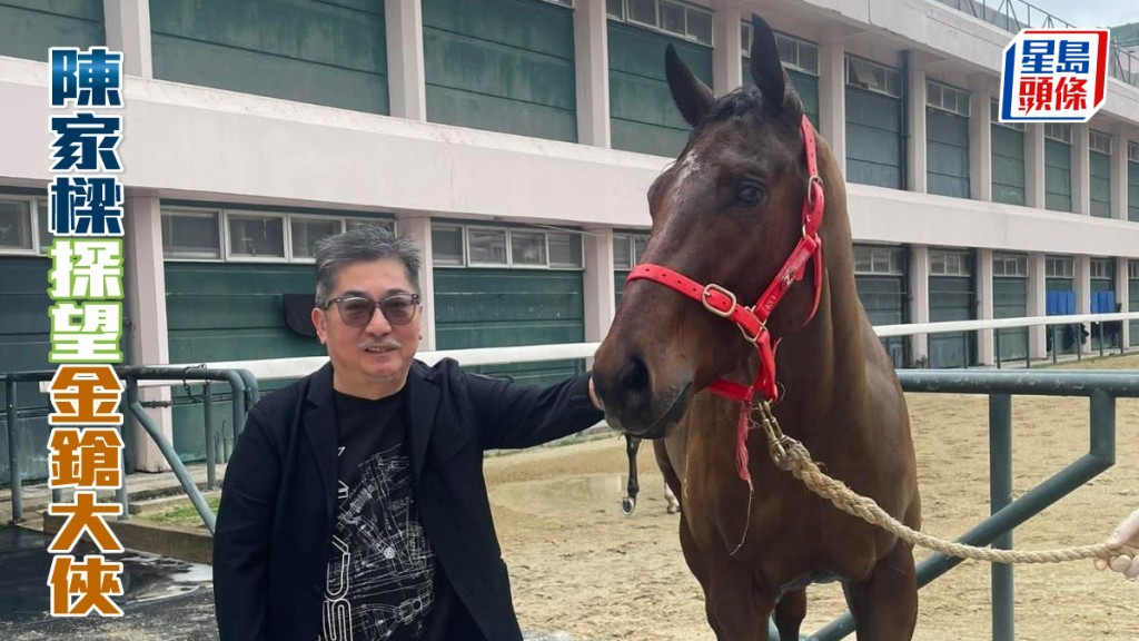 三屆香港馬王「金鎗六十」馬主陳家樑最近前往呂健威馬房,探望他名下的澳洲自購新馬「金鎗大俠」。