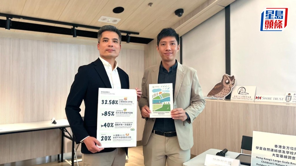 馬昀祺（右）和談儉邦（左）均建議將自然連結感納入學校政策，作為學生成長的指標。佘丹薇攝 