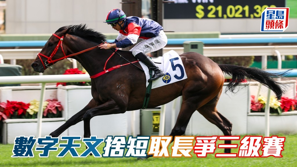 羅富全認為「數字天文」(圖) 長優於短，因此棄上周經典一哩賽，改攻周日百週年紀念銀瓶。比上周日經典一哩賽的千六米更合適