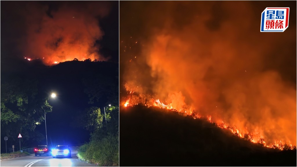 大埔八仙嶺起山火 火龍綿延染紅夜空