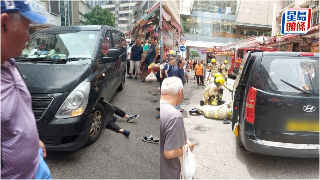 荃灣過路婦遭客貨車撞倒捲車底 消防趕至救出 司機涉危駕被捕