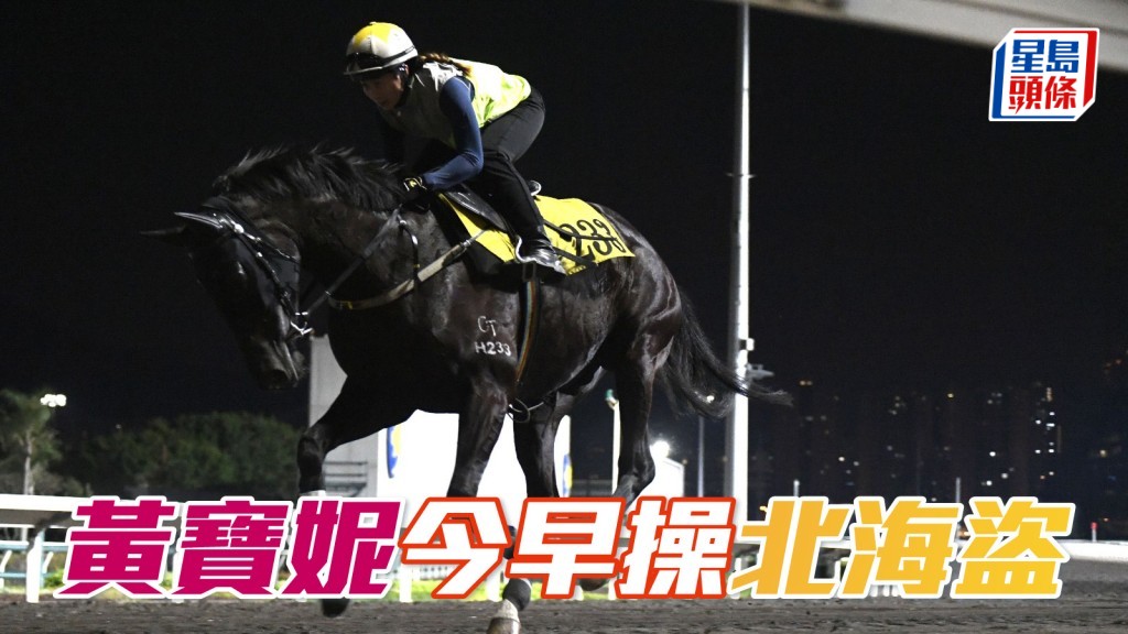今早黄宝妮为师傅贺贤的「北海盗」(图) 主操，相信各位马迷都祝福黄宝妮尽快完全康复，可以再次策马上阵。