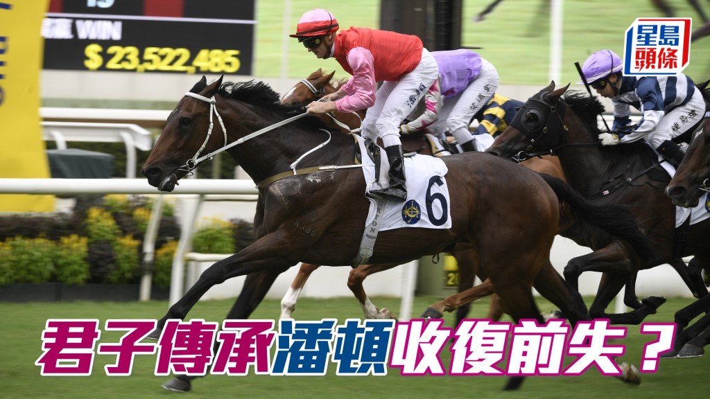 「君子傳承」(圖) 今場回配贏馬組合潘頓，決心收復前失。