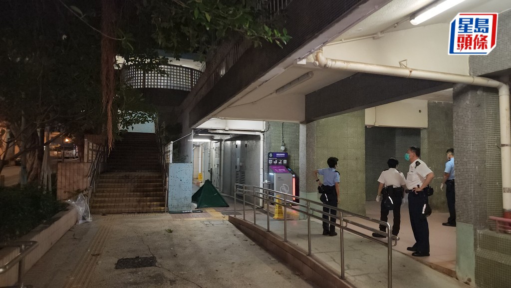 黃大仙橫頭磡邨男子飛墮平台 當場不治。黎志偉攝