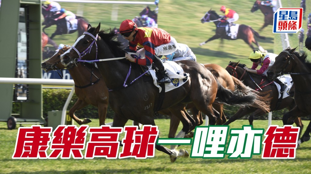 偉廄「康樂高球」(圖) 至今五戰得四冠一亞，周日進一步挑戰難度，升二班出賽兼增程跑千六米。
