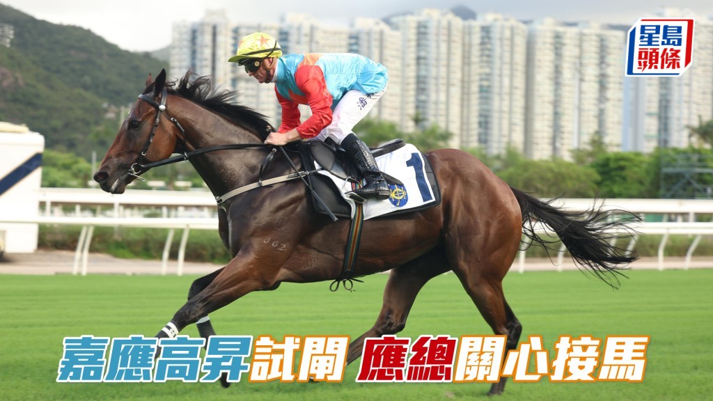 「嘉應高昇」由潘頓策騎出試,馬會官方公布的時間為超快的56.45秒。