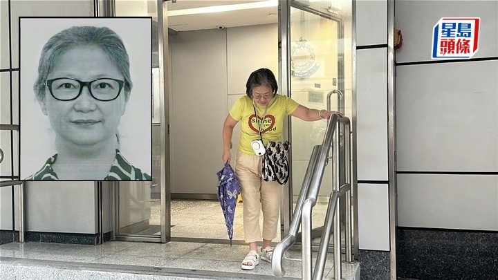 錢寶芬（小圖）涉嫌顛覆國家政權罪被通緝，其妹妹到屯門警署助查。劉漢權攝