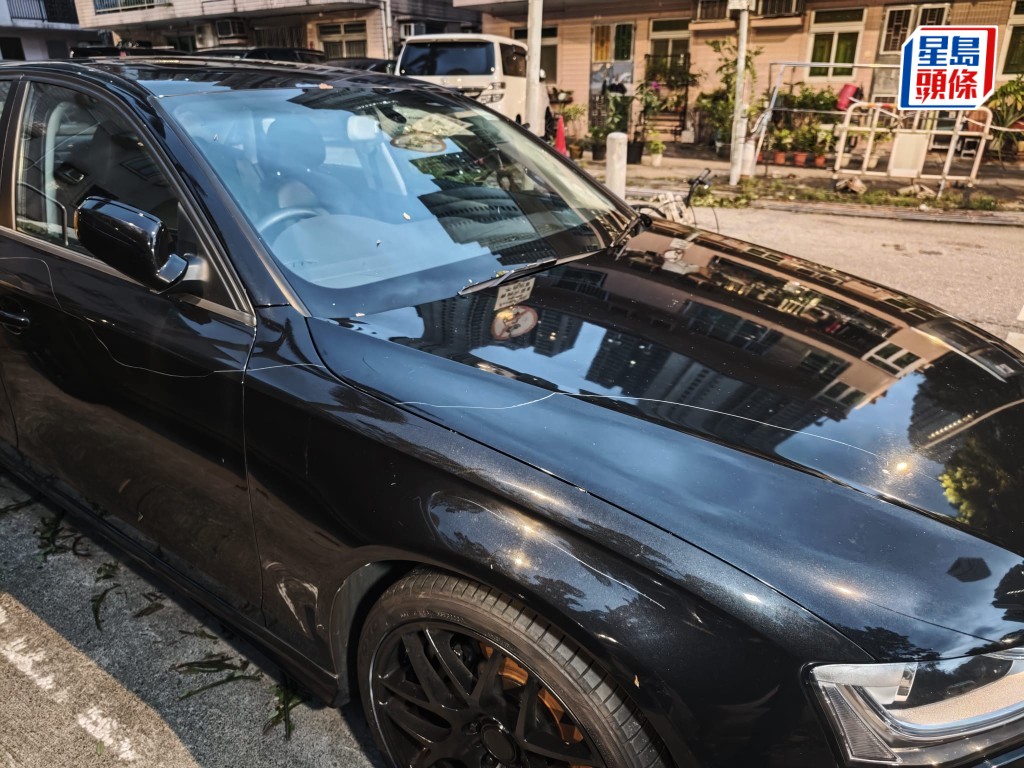 坑口停車場10輛私家車被𠝹花  同屬一人持有 警查歹徒動機。黎志偉攝