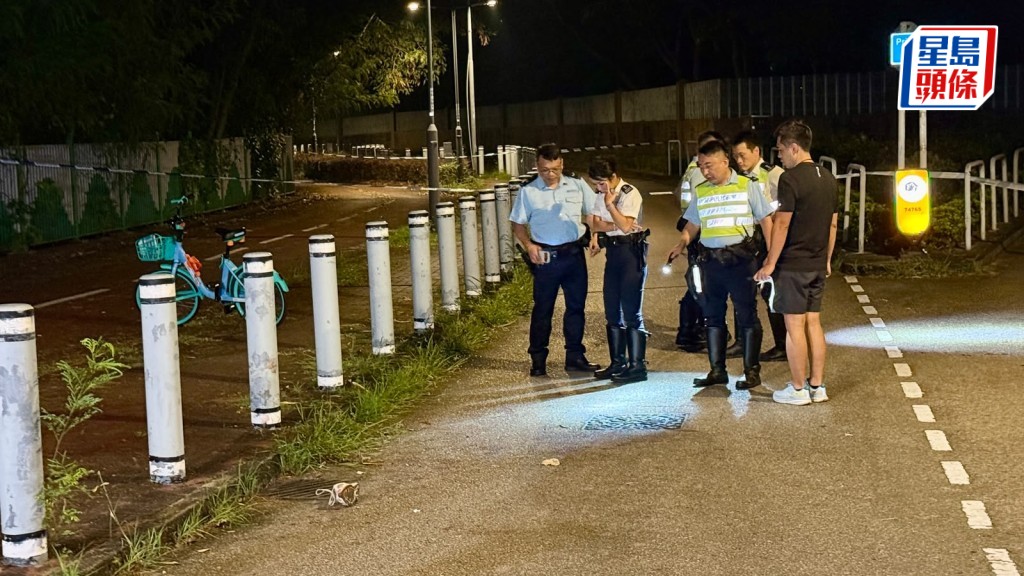 一名女子在元朗壆圍南路懷疑踩單車時自炒，昏迷送院搶救。蔡楚輝攝