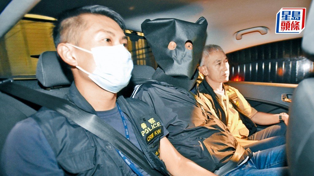 被告文稳业（蒙頭者）周一於羈留室昏迷，送院證實不治。資料圖片