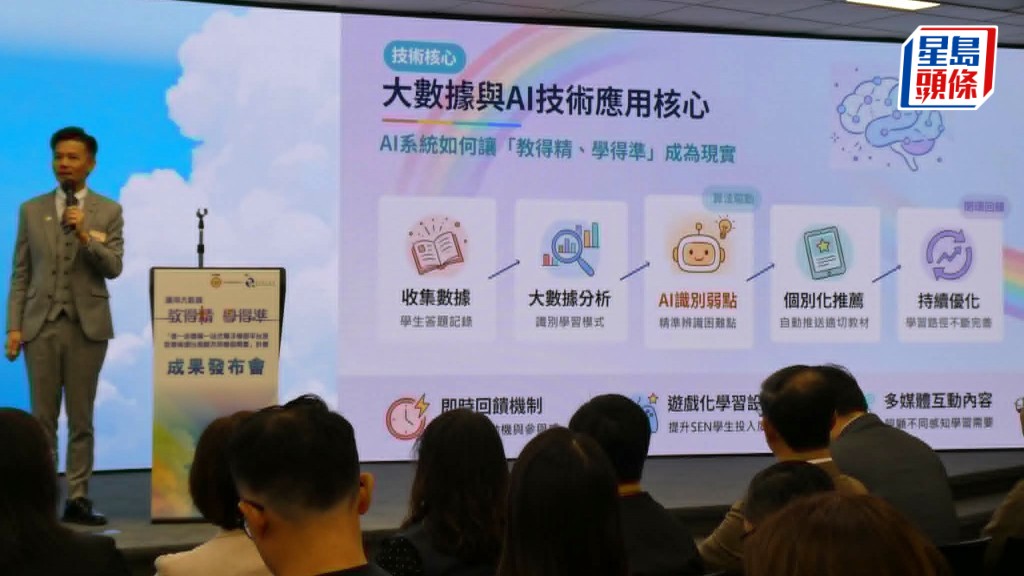 協助特教學生為主的一站式電子學習平台RainbowSky，由6間特殊學校、4間小學和教育大學合作研發，仇恒初期望日後能有超過200間中小學使用。 歐文瀚攝
