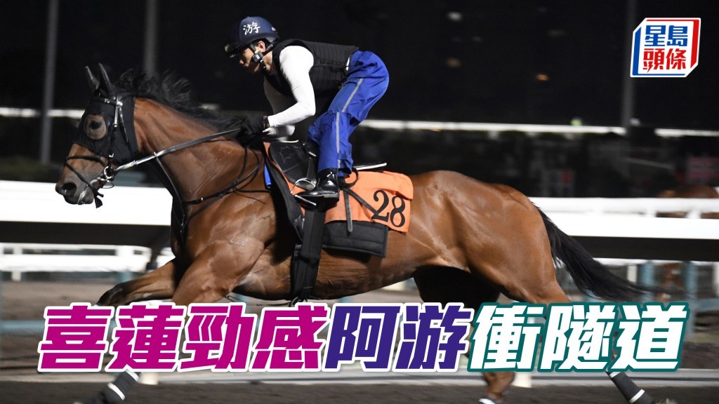 昨朝「喜蓮勁感」在大圈快跳，游達榮當時極之緊張，走上烽火台二樓睇完操後，立即衝落隧道底接馬。