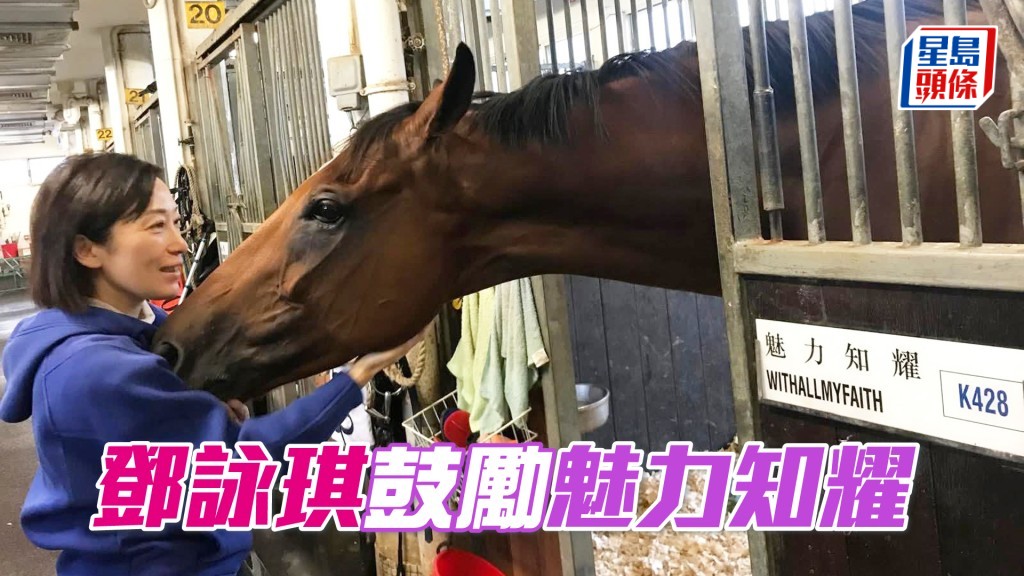 鄧詠琪前往希斯馬房探望「魅力知耀」。