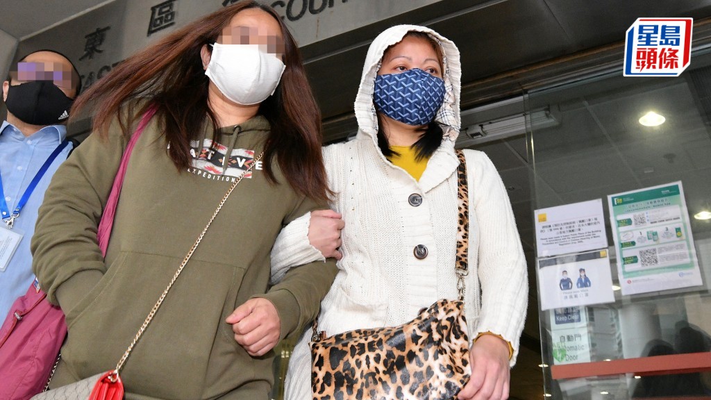 女被告MAGSINO RESHIELLE LAGURIN（右邊白上衣藍口罩）兩項危駕罪成，還押下月6日判刑。資料圖片