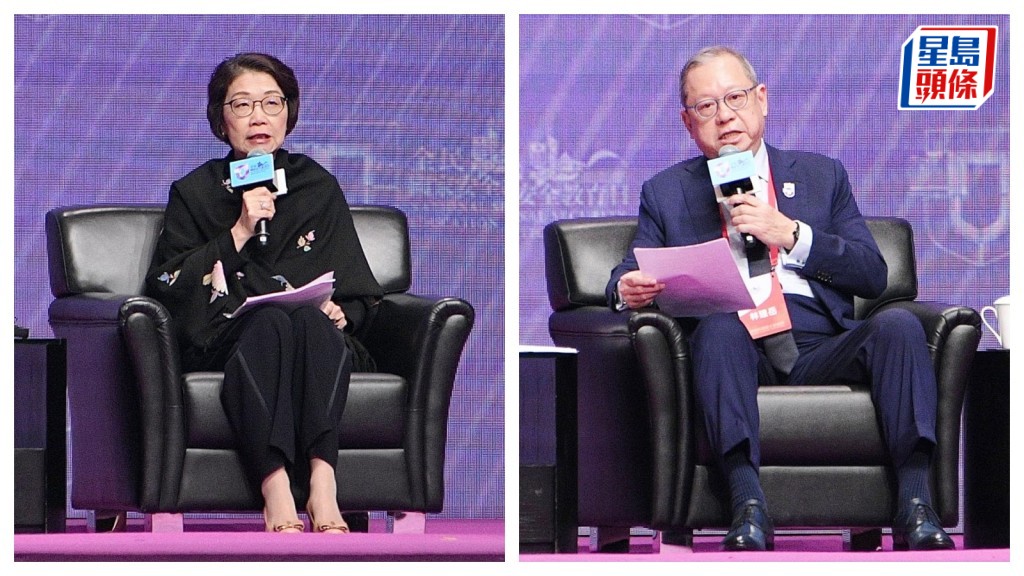 香港总商会主席阮苏少湄(左)。贸发局主席林建岳(右)。 