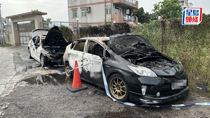 兩私家車燒毀，警方列作縱火案。蔡楚輝攝