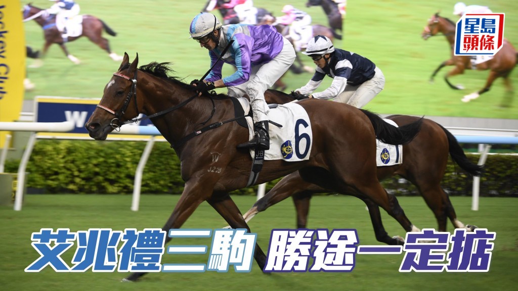 艾兆禮今次有三駒在勝途出戰，其中「一定掂」(圖) 上仗勝來出色，有力再入前列。