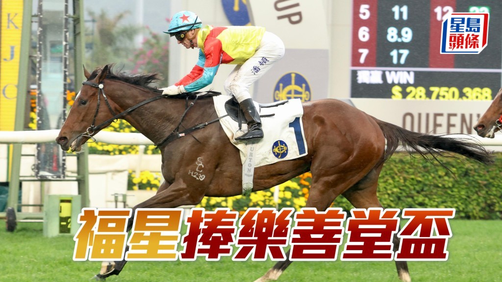 賀賢在第五場憑「福星」贏馬，捧走樂善堂盃。