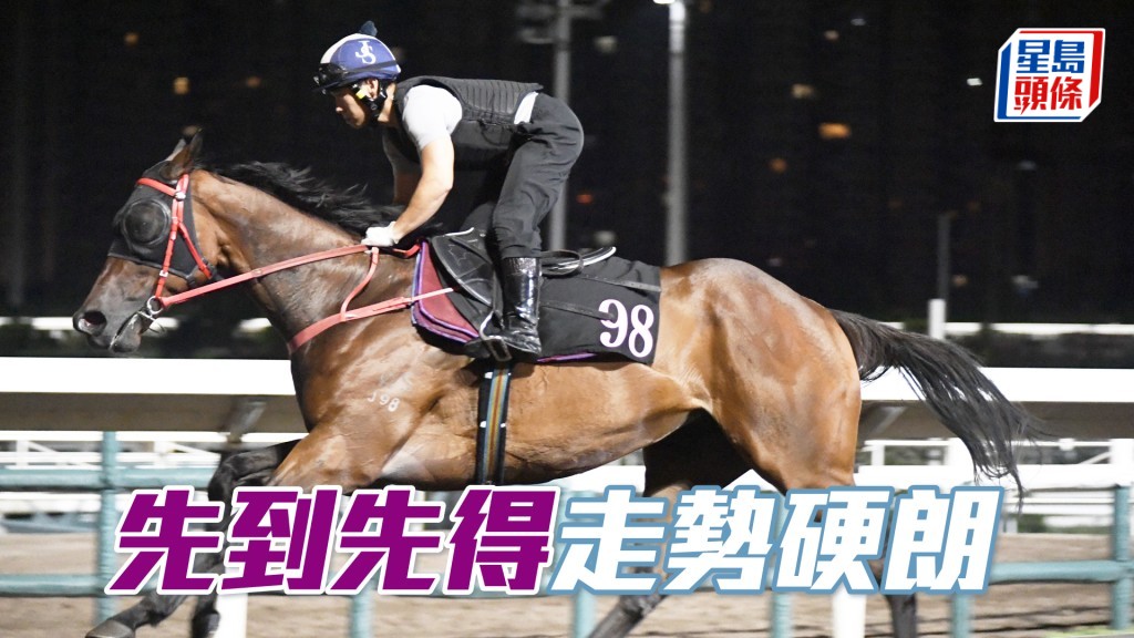 「先到先得」神態活躍，馬身又夠實淨。