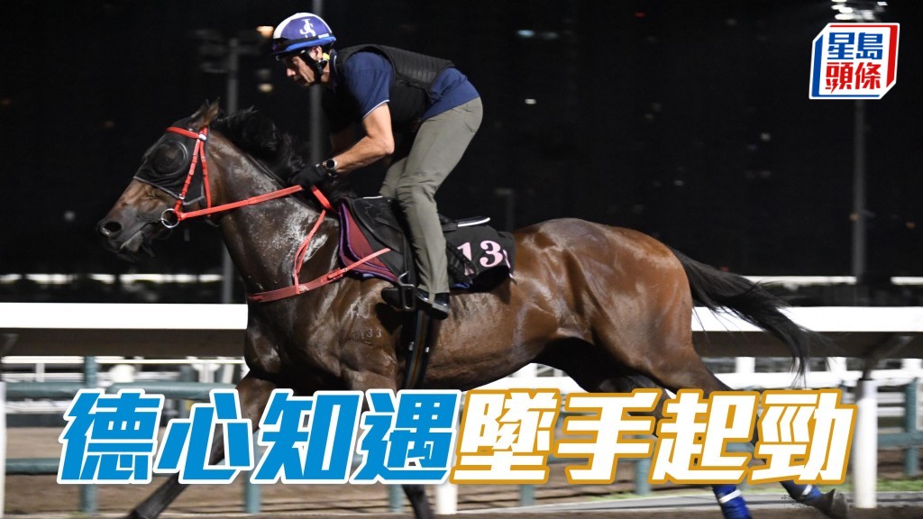 「德心知遇」戴眼罩由助手跳兩段，墜手起勁表現主動，熱身足夠具備作戰狀態。