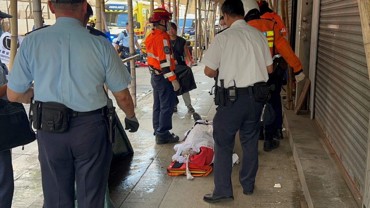 丹麥男大角咀簷篷自縊亡 消防出動升降台解下 丹麥男大角咀簷篷自縊亡 消防出動升降台解下