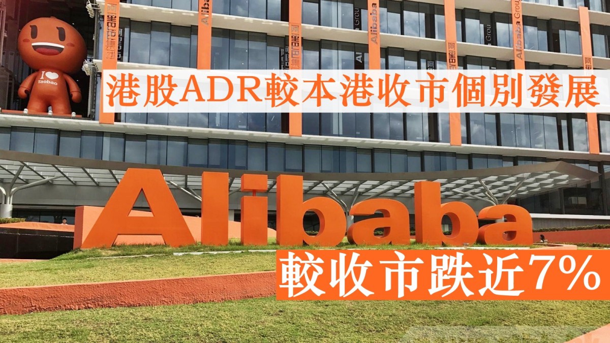 ADR｜較本港收市個別發展阿里巴巴跌近7%