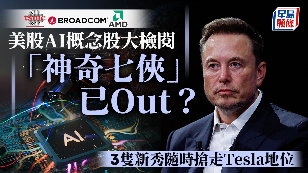 美股AI概念股大檢閱「神奇七俠」已Out？ 3隻新秀隨時搶走Tesla地位