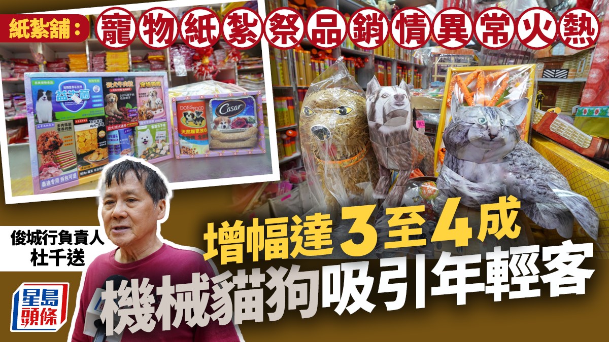 清明節｜紙紮舖 : 寵物紙紮祭品銷情異常火熱  機械貓狗吸引年輕客