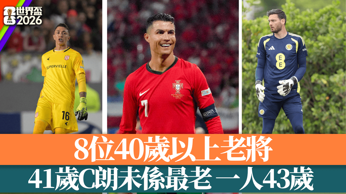 世界盃2026│8位40歲以上老將 41歲C朗未係最老 一人43歲