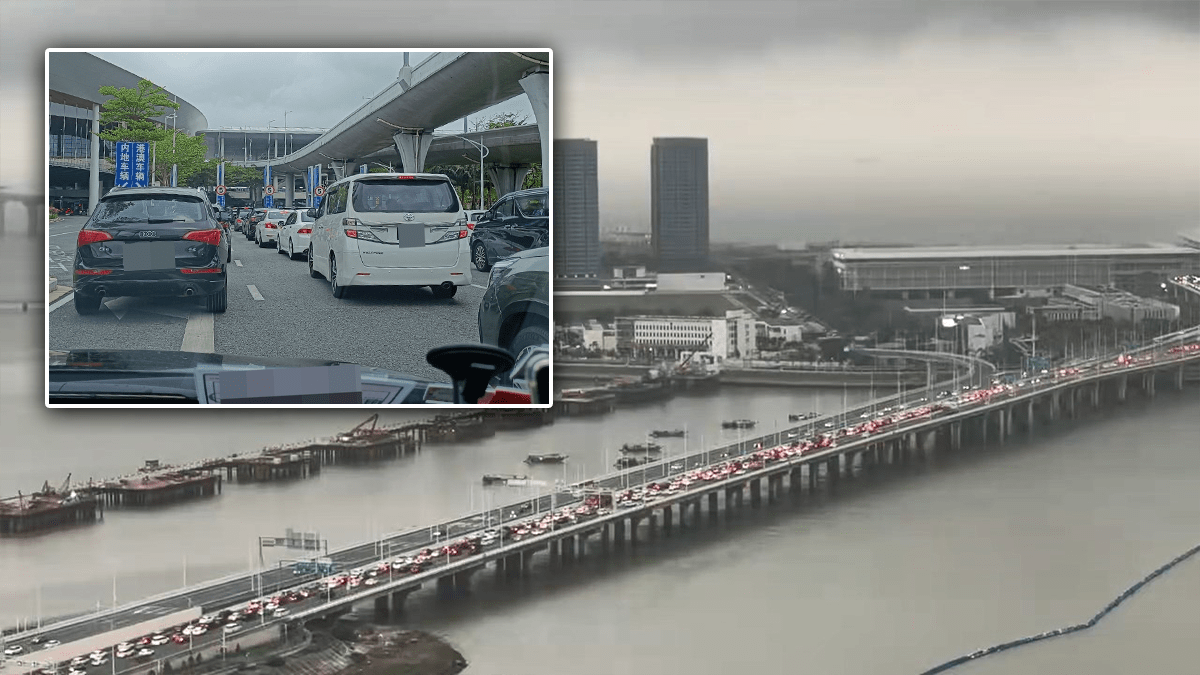 回港高峰︱港珠澳大橋塞爆 車龍長達近5公里 望不到龍尾