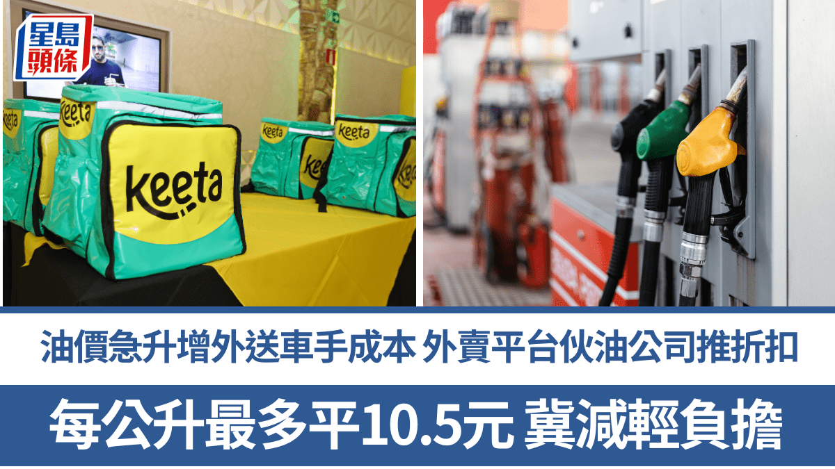 油價急升增外送車手成本 外賣平台夥油公司推折扣冀減負擔 每公升最多平10.5元